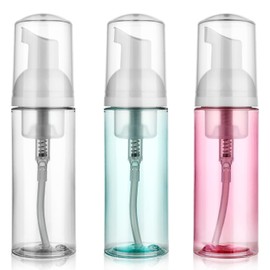 3 Pack Foam Pump Bottle Travel 60 ml/2 oz Clear Small Size Mousse Foam Soap Dispenser Mini Plastic Foaming Soap Dispenser Empty Refillable Pump Containers for Face Wash Skin Care Lash Shampoo