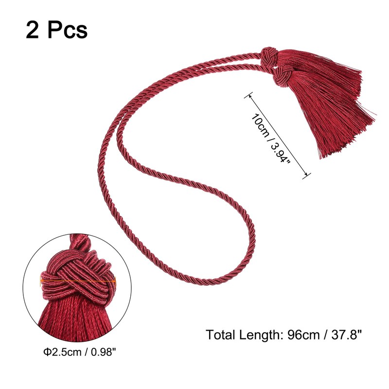 sourcing map 2Pcs Tassel Curtain Tiebacks, Curtain Holdbacks with Tassel