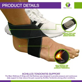 MARS WELLNESS Achilles Tendonitis Support Ankle Brace - Plantar Fasciitis Relief - Gel Buttress Pad - All Day Achilles Tendonitis Relief - Small/Medium
