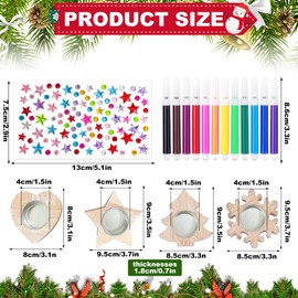 TaimeiMao Pack of 4 Snowflake Tea Light Holders Craft Set, Tea Light Holder with Stars and Snowflakes, for Christmas, Crafts and Decorating for Boys and Girls, Assorted