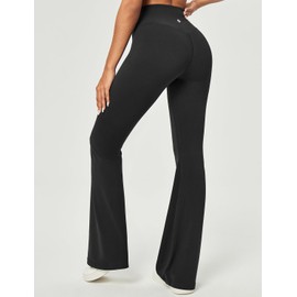 Heathyoga Flare Leggings for Women Tummy Control Flare Yoga Pants with Pockets for Women Bell Bottom Leggings Black