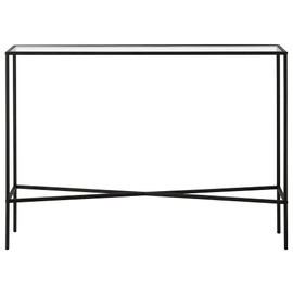 Henn&Hart 42" Wide Rectangular Console Table with Glass Top in Black, for Home, Living Room, Bedroom, Entertainment Room, Office