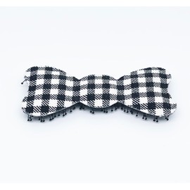 KAMIPITA Standard Series Non-marking Hair Closure (Check Black, 2.4 x 1.2 inches (6 x 3 cm) Mini Ribbon)