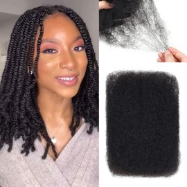 Sangtok 18 inch Afro Kinkys Bulk Human Hair, 100% 4C Human Hair for Dreadlock Extensions,Repair Locs,Mini Twists and Braids (50g/Pack), 1B