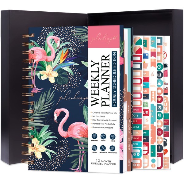 PLANBERRY Hourly Schedule Planner Premium – Undated Weekly Organizer with