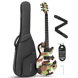 Fesley 39" LP Electric Guitar Kit:Full Size Solid Body Electric Guitars for Beginners with Humbucker Pickups,Poplar Body,Mahogany Neck,22 Frets,6 String Guitar with Gig Bag, FLP400,Matte,Camouflage