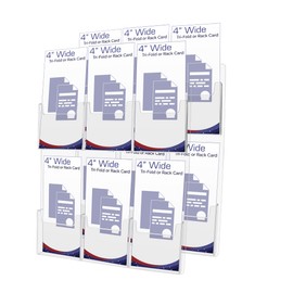 Marketing Holders 2 Pack Trifold Holder 6 Slot Clear Acrylic Organizer with Hardware for 4" Brochures and Pamphlets in Offices and Retail Stores