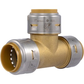 SharkBite Max 1 Inch Tee, Push to Connect Brass Plumbing Fitting, PEX Pipe, Copper, CPVC, PE-RT, HDPE, UR374A