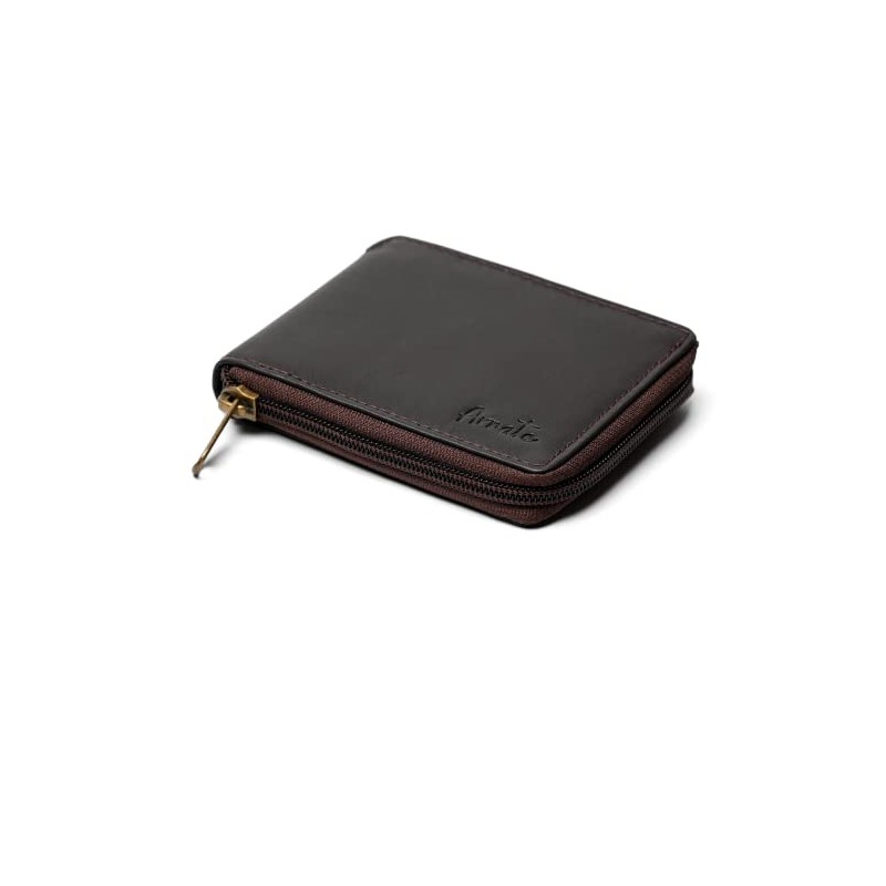 Mens Zip Around Genuine Leather Wallet RFID Blocking Black Brown