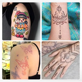 LAPLBEKE Tattoo Pens, Pack of 10 Temporary Tattoo Markers for Skin, Waterproof Glitter Tattoo Pen, Temporary Tattoo Body Marker