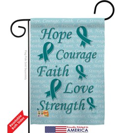 Breeze Decor G165092 Hope/Faith/Courage (Teal) Inspirational Support Decorative Vertical Garden Flag, 13" x 18.5", Multicolor