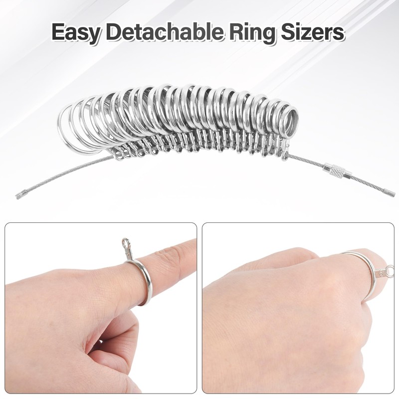 NuLink Ring Sizer Measuring Tool Stainless Steel Finger Rings Gauge