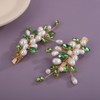 Teyglen 2Pcs Pearl Wedding Hair Clips Green Crystal Hair Barrette