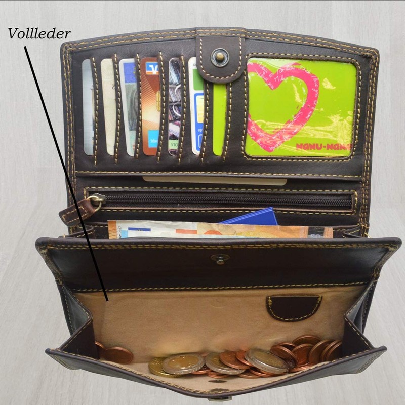 flevado RFID Protection Large Leather Women's Wallet Vintage with Eagle
