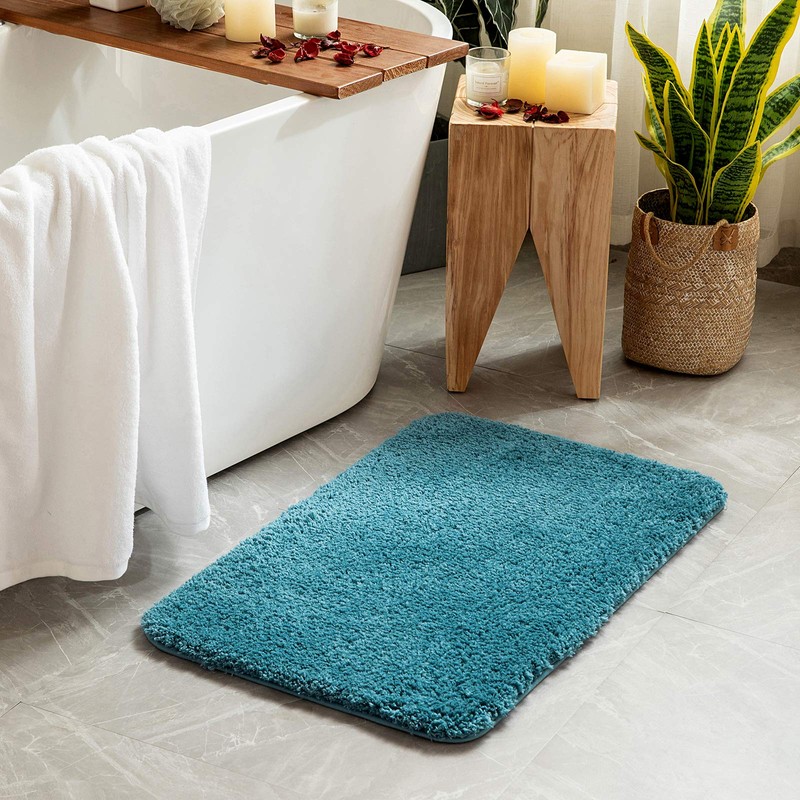 MIULEE Teal Bathroom Runner Rugs Soft Microfiber Bath Mat 24x48