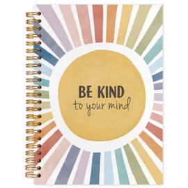 NATSUNO Boho Sunshine Mental Health Spiral Notebook Journal 5.5x8.3in, Be Kind to Your Mind Inspirational Therapy Journal Notebooks for Note Taking, Positive Affirmations Gifts Hardcover Notebook