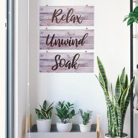 Garneck 3pcs Farmhouse Bathroom Wall Decor Rustic Relax Soak Unwind Signs Bathroom Wall Art Vintage Wooden Home Decoration for Bathroom Laundry Room