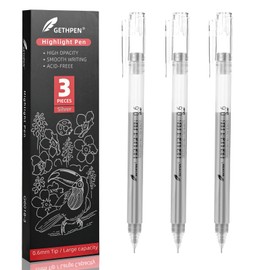 GETHPEN 0.6mm Fine Point Silver Gel Pens, 3-Pack for Artists Drawing on Black Paper, Sketching, Adult Coloring Books & Modern Crafts