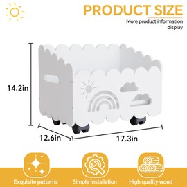 Wood Kids Bookshelf, Montessori Bookshelf, With 2 Adjustable Dividers, 4 Wheels Suitable Kids Rooms, Nursery & Classroom, Book Shelf For Kids Rooms, Toddler Book Rack, Nursery Book Shelves White