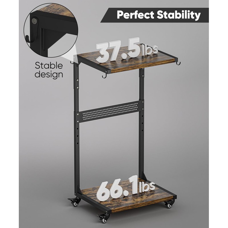 Ansionsol Computer Tower Stand, 2-Tier Metal CPU Holder Stand with