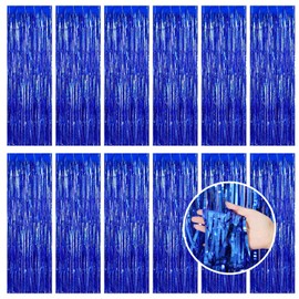 Tinsel Curtains Background Champagne, Pack of 12 Glitter Foil Fringe Streamers Sparkle Curtains Decoration Photo Background for Birthday Christmas New Year Wedding Disco Party 1 x 2.5 m