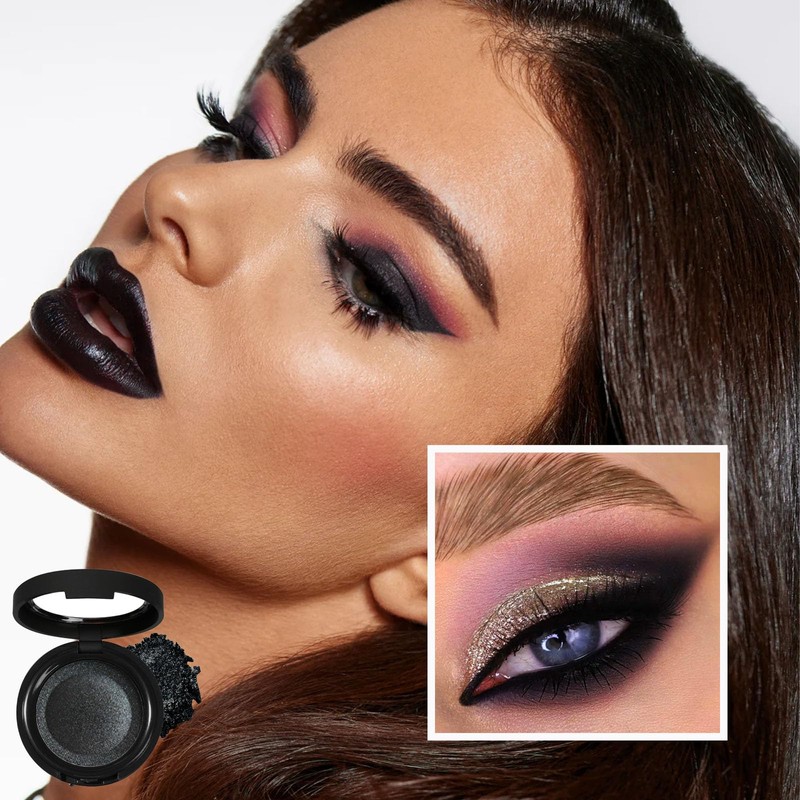 Black Matte Eyeshadow, Single Smoky Eyeshadows Pressed Powder, Highly Pigmented
