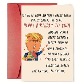 Funny Trump Birthday Card for Men Women, Unique Birthday Gifts for Husband Wife, Humor Trump Birthday Decoration for Mom Dad