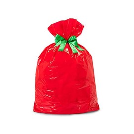10 PK, Red Plastic Gift Sacks, 2 Mil Thick Jumbo 24 x 6 x 42" for Christmas Gift, Made in USA