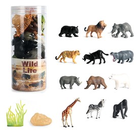 12Pcs Mini Animal Figures Toys Wild Animals Figurines African Animals Playset Learning Educational Toy for Kids