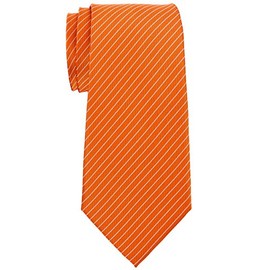 Retreez Stylish Pin Stripes Woven Microfiber 3.15" Men's Tie Necktie - Orange with White