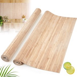 Juexica 2 Pcs Natural Bamboo Wall Panel for Interior Wall 4 x 8 ft Bamboo Covering Renewable Pole Wainscoting Room Divider Decoration for Bedroom Living Room Kitchen Island Office (Light Carbonized)