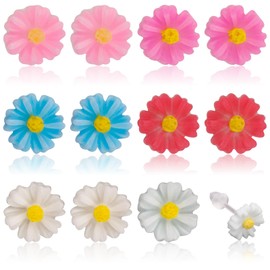 6 Pairs Dainty Daisy Flower Stud Earrings for Women, Lightweight Sunflower Ear Posts Plastic Earrings for Sensitive Ears Women Jewelry Gifts (6 Colors)