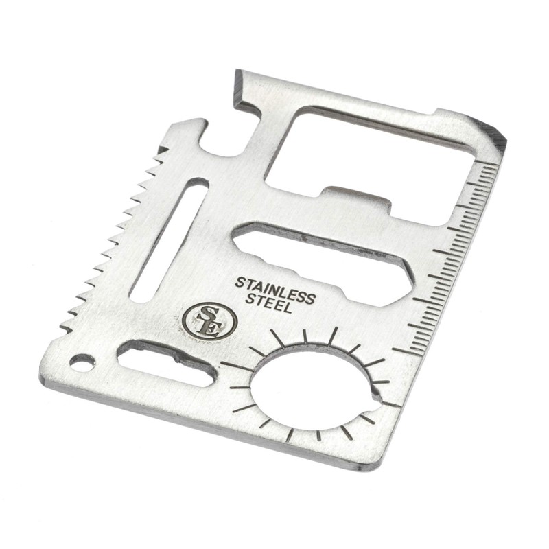 SE 11-Function Stainless Steel Survival Pocket Tool - Compact, Credit