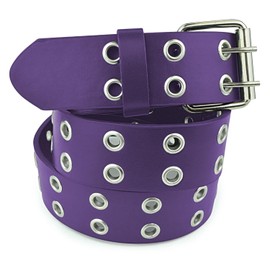 Belle Donne, Women Belt, Double Grommet Belts, Goth belts, Double Holes Belts, Punk Belt - Purple Belt, Medium