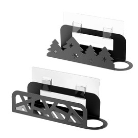 GSlife Adhesive Sink Caddy - A Set of 2, Novel Sponge Holders for Kitchen Sink, Rustproof in Sink Accessories, Brush Holder, Sponge Holder and Soap Holder, Black (Christmas Tree & Geometric Design)