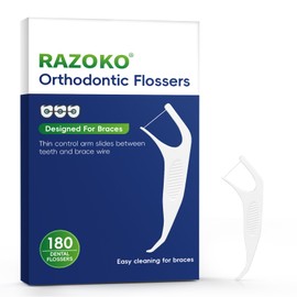 RAZOKO Orthodontic Flossers for Braces, Ortho Dental Floss Picks for Adults & Kids, Premium Thin Floss,Designed for Braces, Unflavored 180 Count