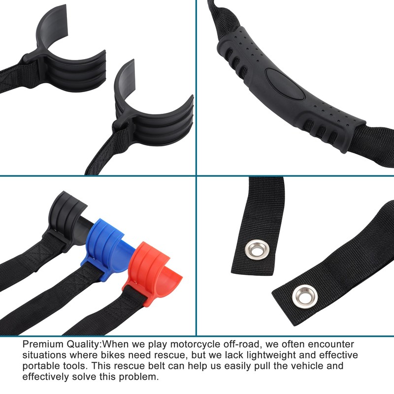 GOOFIT Motorcycle Rear/Front Protective Rescue Pulling Belt Universal Adjustable Pull