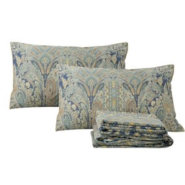 ABREEZE 4 Pieces Floral Sheets Bed Sheet Set 800 Thread Count Vintage Bedding Set 100% Egyptian Cotton Fitted Sheet 17.5 Inch Deep Pocket, Flat Sheet & 2 Pillowcases Luxury Bedding (Queen)