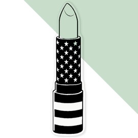 Extra Large 460mm 'American Flag Lipstick' Transparent/Clear Sticker Decal for Windows/Cars/Walls (DC00142255)