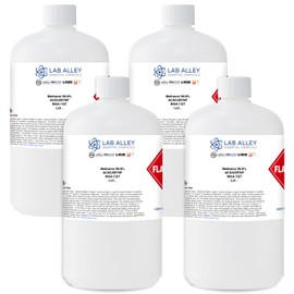 Lab Alley Methanol ≥99.8% ACS Reagent, Ideal for Extraction Solvent, Antifreeze - 1 Gallon Total (Pack of 4 x 1 Quart Bottles)