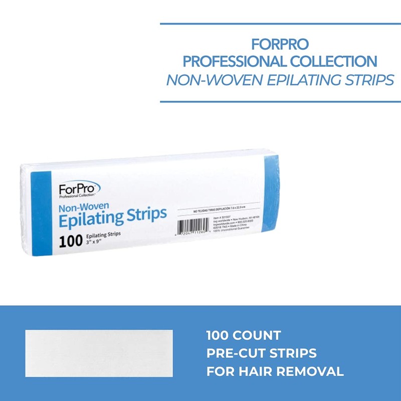 ForPro Professional Collection Non-Woven Epilating Strips, White, Tear-Resistant, Pre-Cut Strips