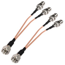 MEIRIYFA F-Type Splitter Coax Cable F Male to Dual Female Adapter 50Ohm TV Antenna 3 Way RG316 Y TV Splitter Coaxial Cable for VCR Antenna Satellite (2 Pack)