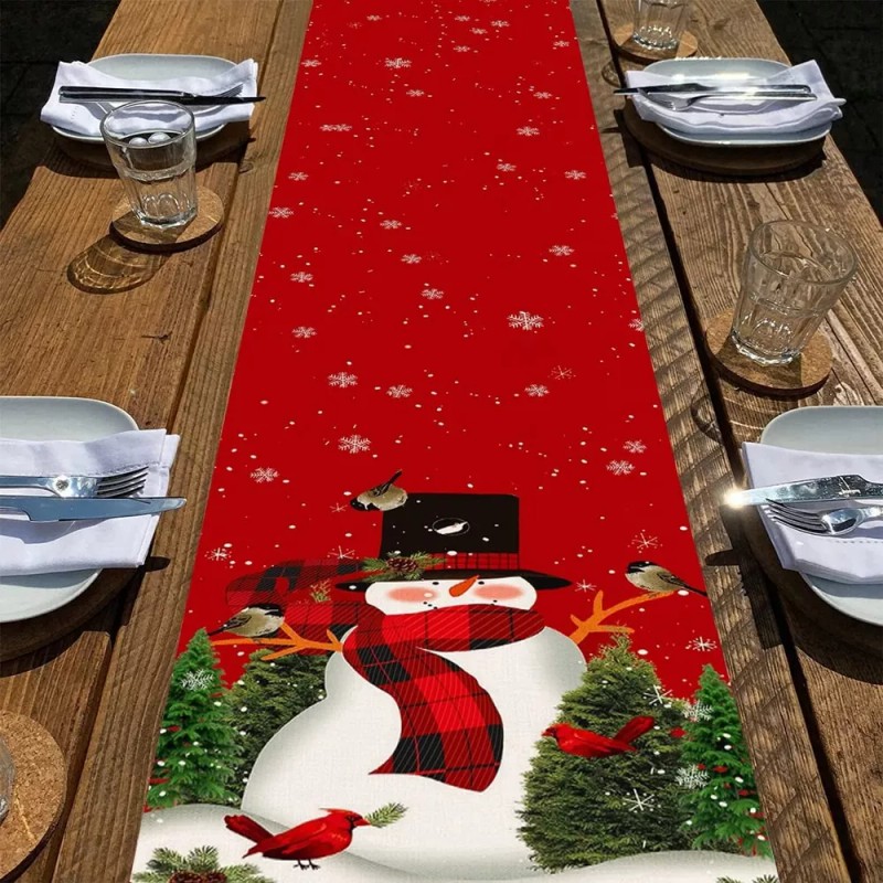 Muñeco Nieve Navidad Camino De Mesa Decoración Mesa Navideña