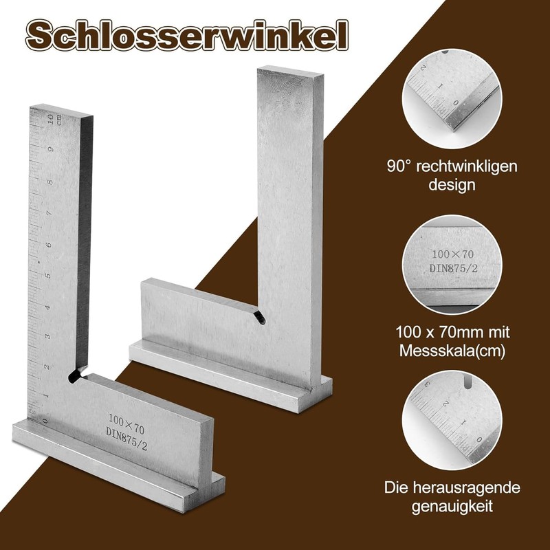 Engineer's Square with Stop 90° Try Square Metal Small 100