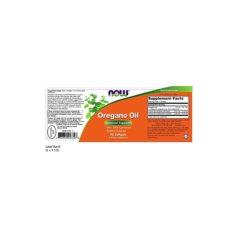 Now FoodsOregano Oil, 90 Caps Aceite de orégano, 90 Cápsulas