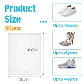 Eowppue 50 Pcs Shoe Bags for Travel Portable Drawstring Shoes Storage Bags Dust Proof Pouch Space Organizer for Men Women Daily and Travel Use Large Size 48 * 32cm(18.9 * 12.6 inch)
