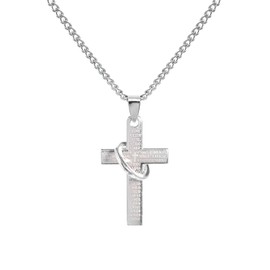 TREE NEST Collar Colgante con Anillo de Cruz para Hombres, Collar de Cruz con Circonita Cúbica, Collar de Clavícula, Cadena de Hip-Hop Largo, Collares con Colgante de Ajustable, Regalos de Cumpleaños y Navidad para Hombres y Mujeres