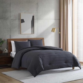 Kenneth Cole - King Duvet Cover Set, Soft Bedding with Matching Shams, Embossed Modern Home Decor (Crosswalk Herringbone Black, King)