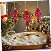 Sosoport 3pcs Red Christmas Bauble: Plastic Finial Ornaments with Long