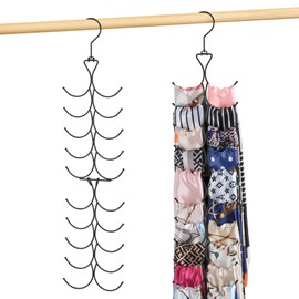 OMHOMETY Scarf Hanger for Closet, 20 Large Capacity Scarf Organizer, Space Saving Scarf Holder Hijab Rack Closet Organizers and Storage, Black 1 Pack